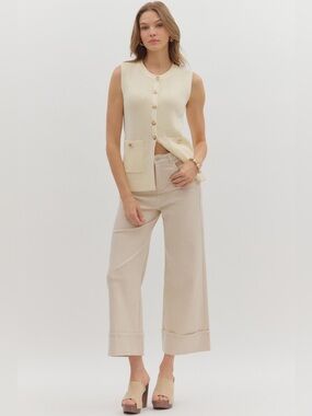 Entro Wide Leg Cuffed Pants NWT L